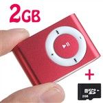 MP3 Player   com cartão 2GB  vermelho entrada usb