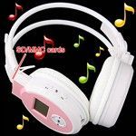 Headset Headphone MP3 Player com Rádio FM cartão SD / MMC